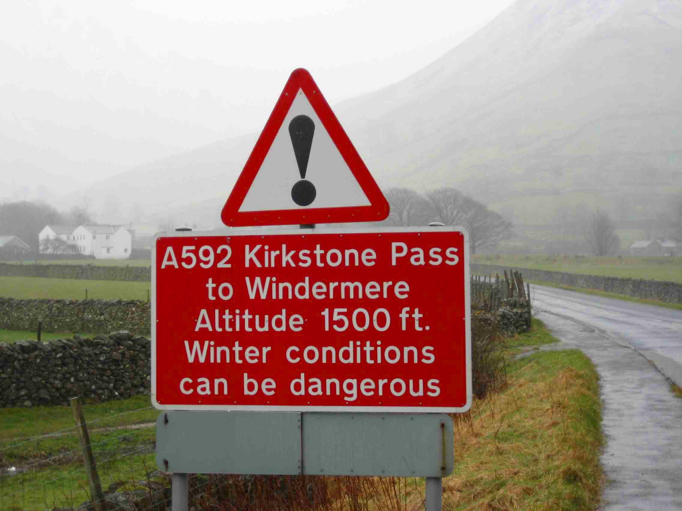 The Kirkstone Pass sign The Kirkstone Pass sign